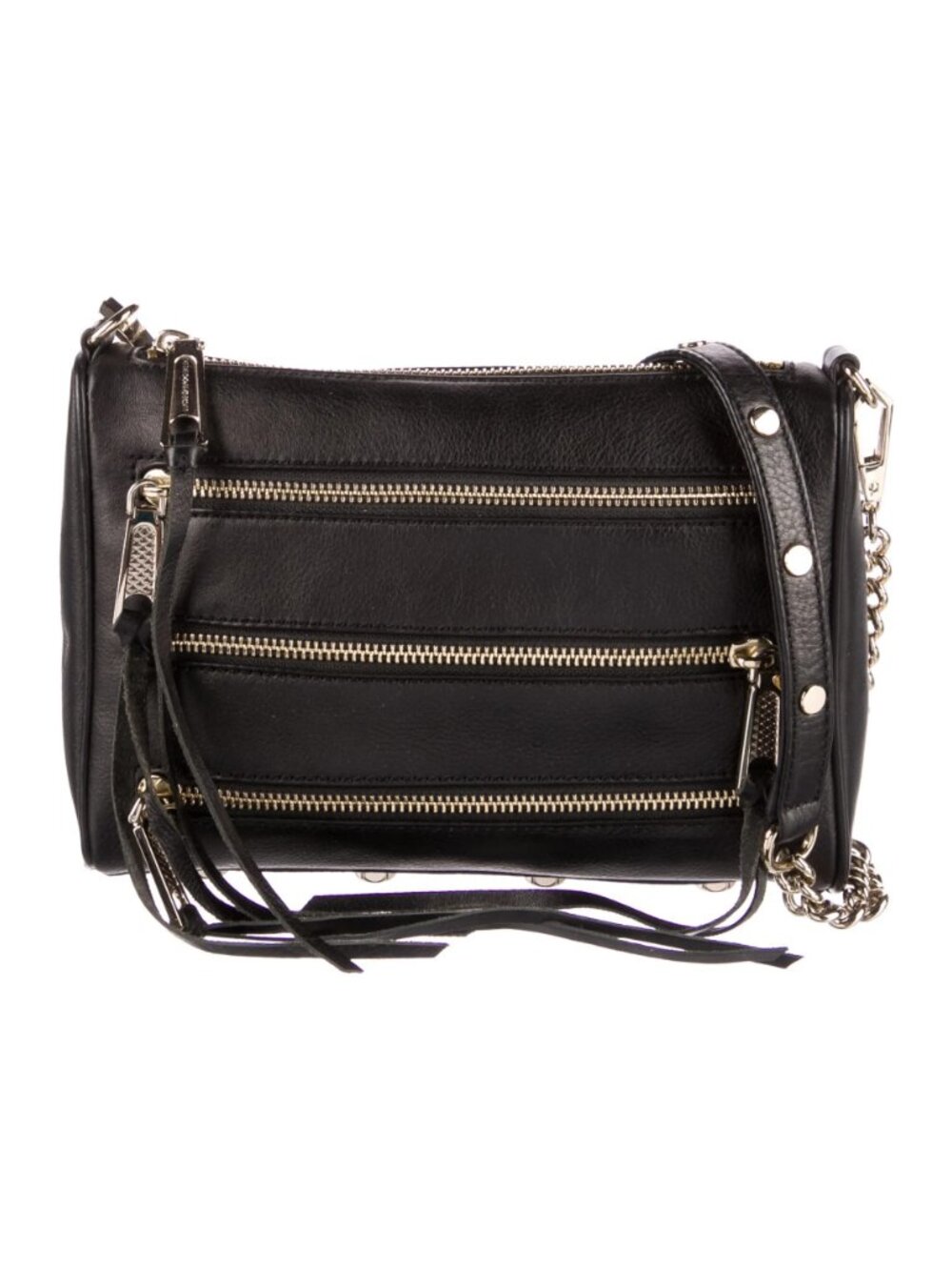 Rebecca Minkoff Mini 5-Zip Black Leather Crossbody Bag